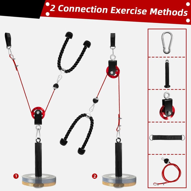 sunmeg LAT and Lift Pulley System, Weight Cable Machine for Power Cage & Squat Rack, LAT Pulldown Attachments for Triceps Pull Down, Biceps Curl, Back & Forearm Workouts - Home Gym Equipment - Image 3